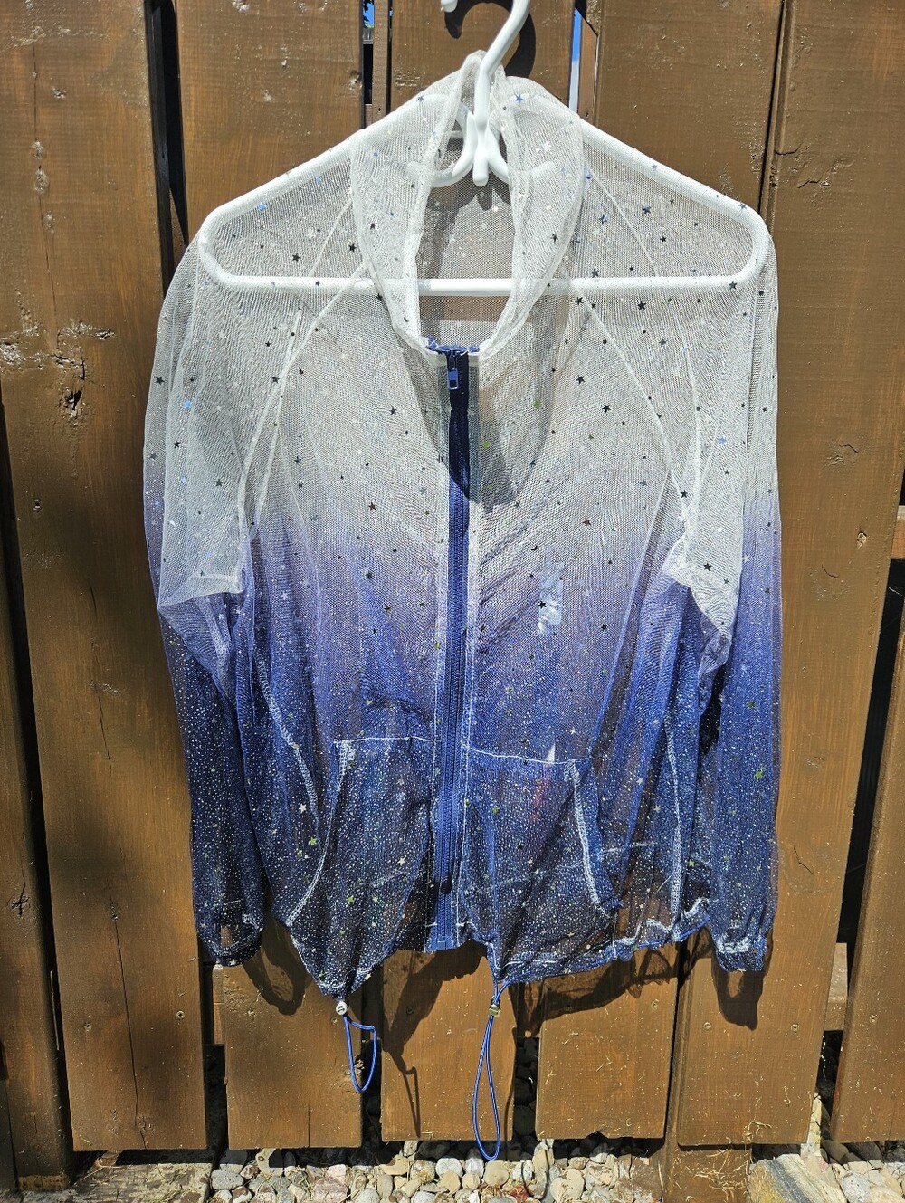 Transparent See-Through Whimsical Fairy-Style Glittery Zip-Up